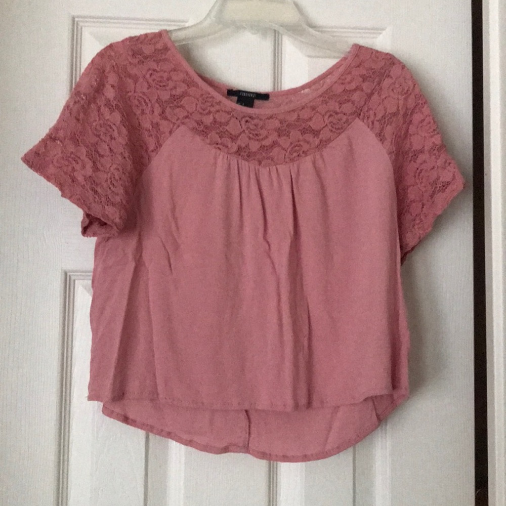 Forever 21 pink cropped shirt